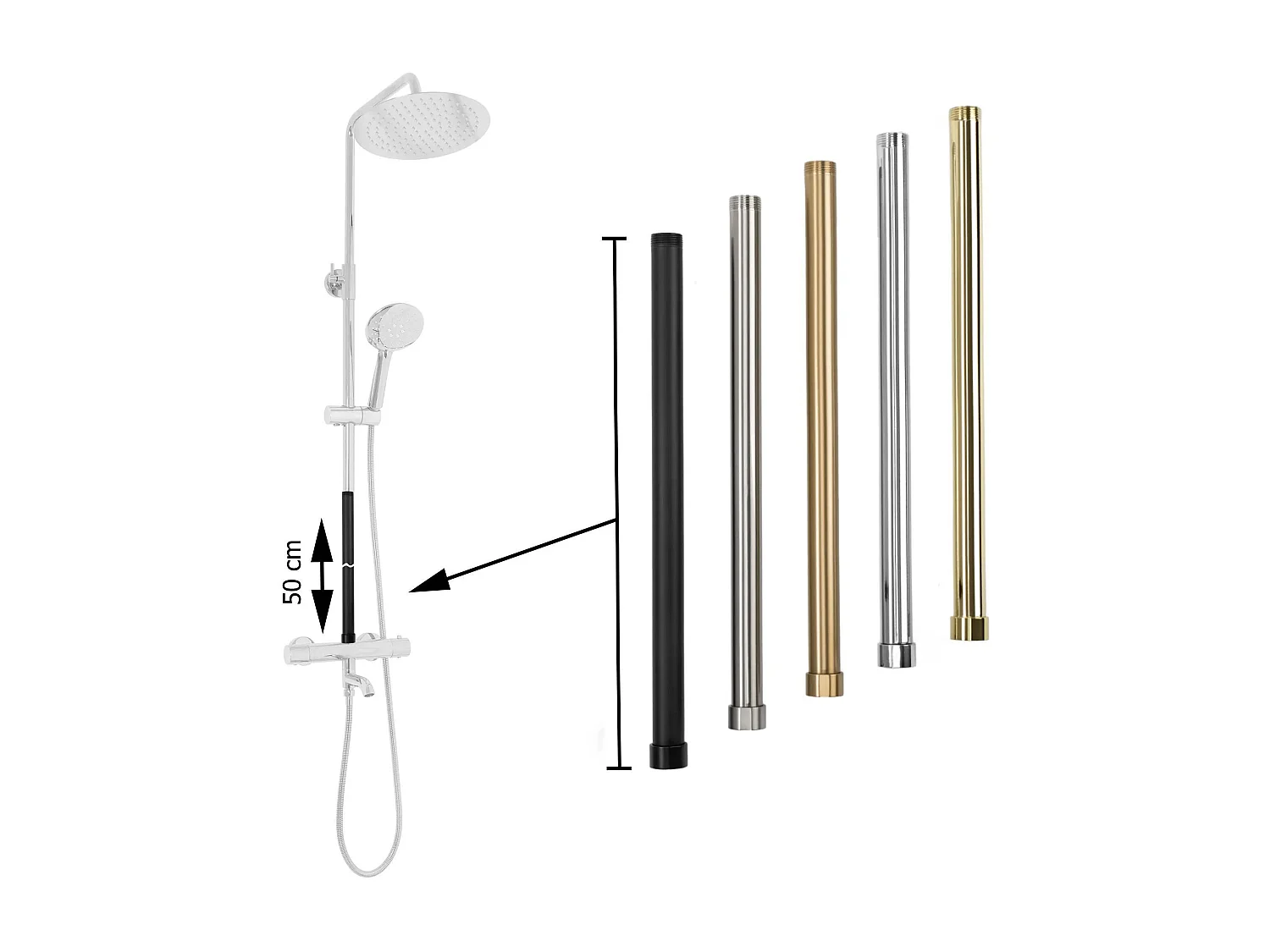 Rallonge Pour L'Ensemble Baignoire Et Douche Rea Brush Nickel