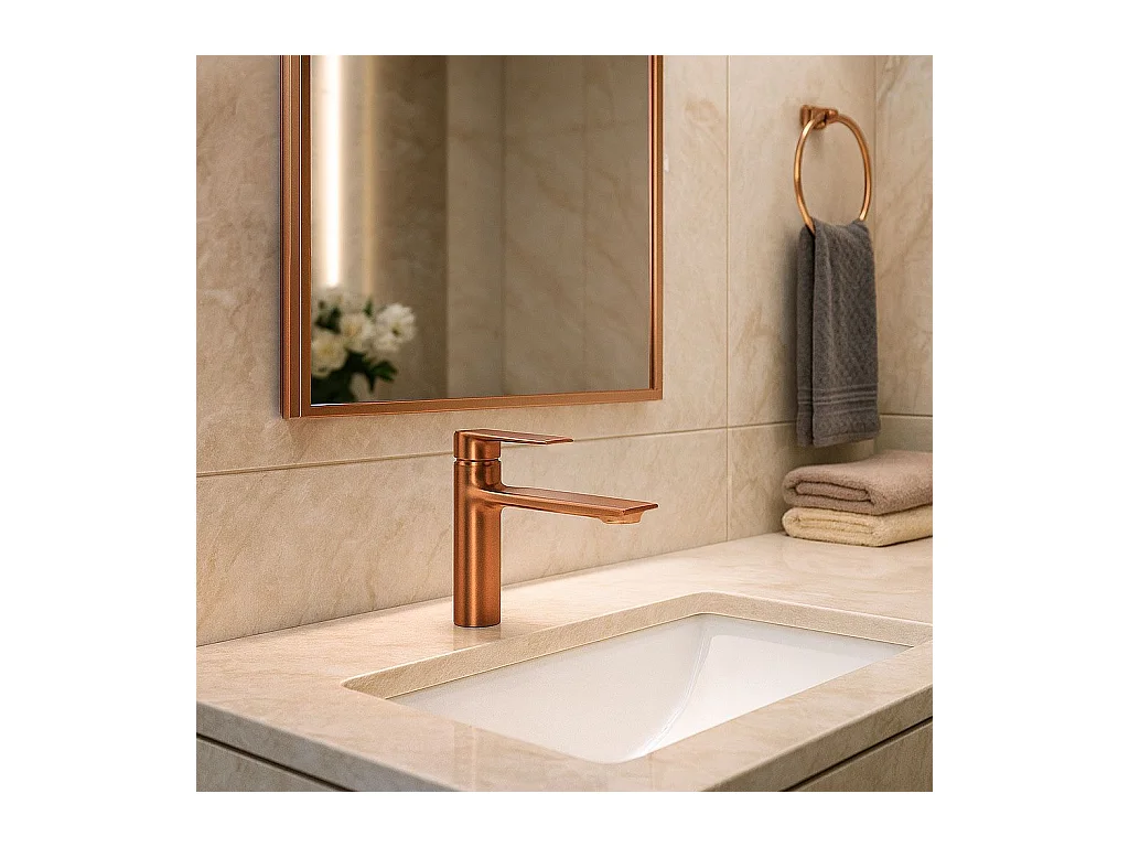 Robinet De Lavabo Rea Storm Low Brush Copper