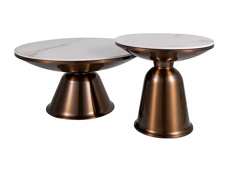 Ensemble de table basse Vera/céramique/métal/blanc et marron cuivré