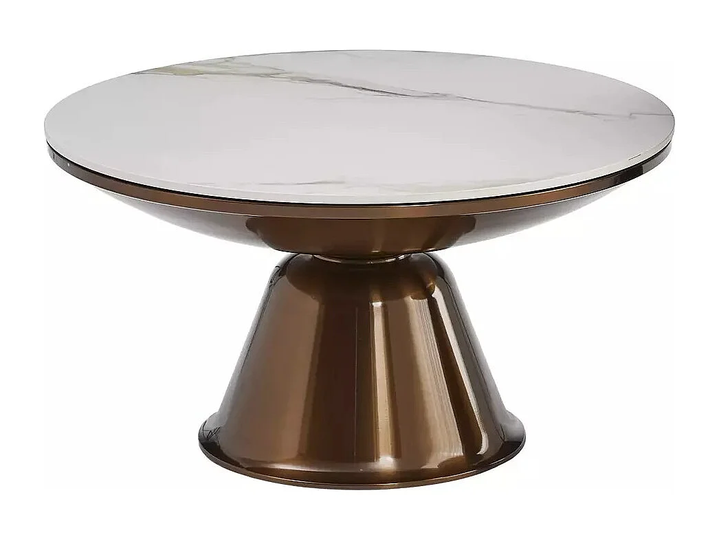 Set di tavolini da caffè Vera/ceramica/metallo/bianco e marrone rame