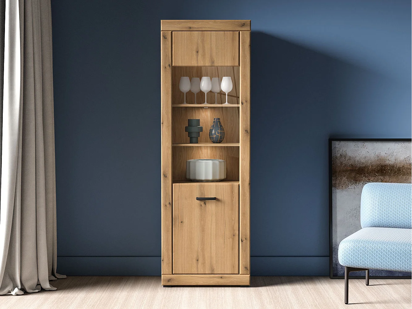 VITRINE Dora Evoke Eiche 65 / 40 / 195 cm