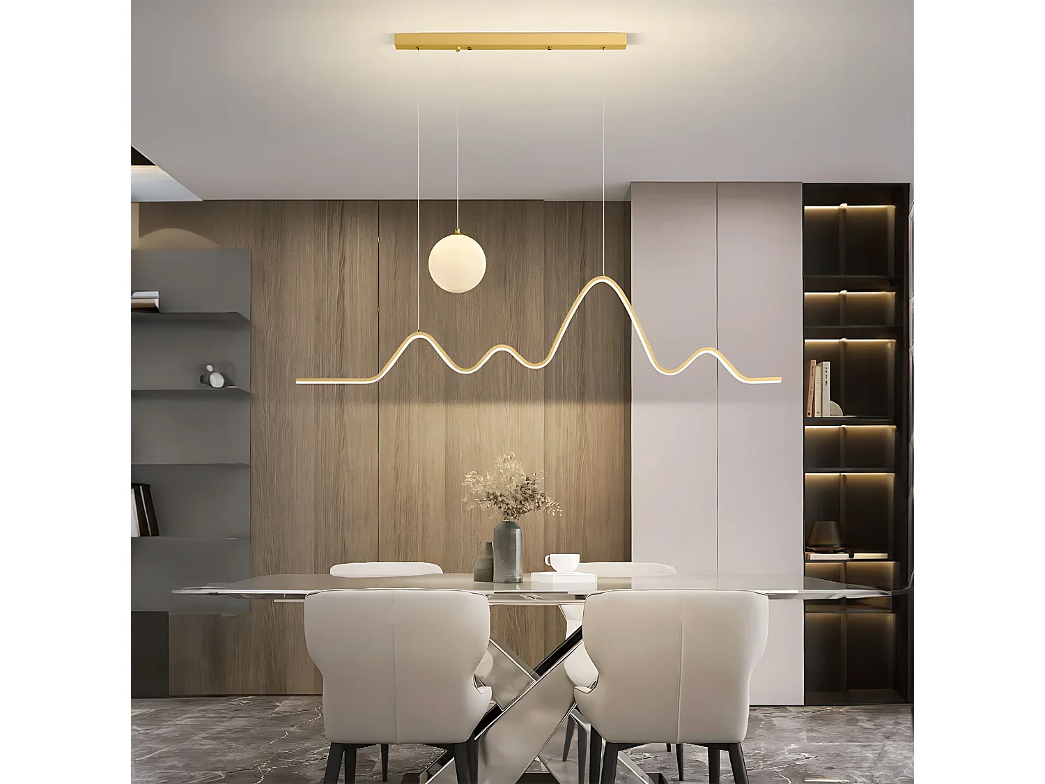 Toolight LHJ034-CP hængelampe guld, børstet guld 128X2X25CM
