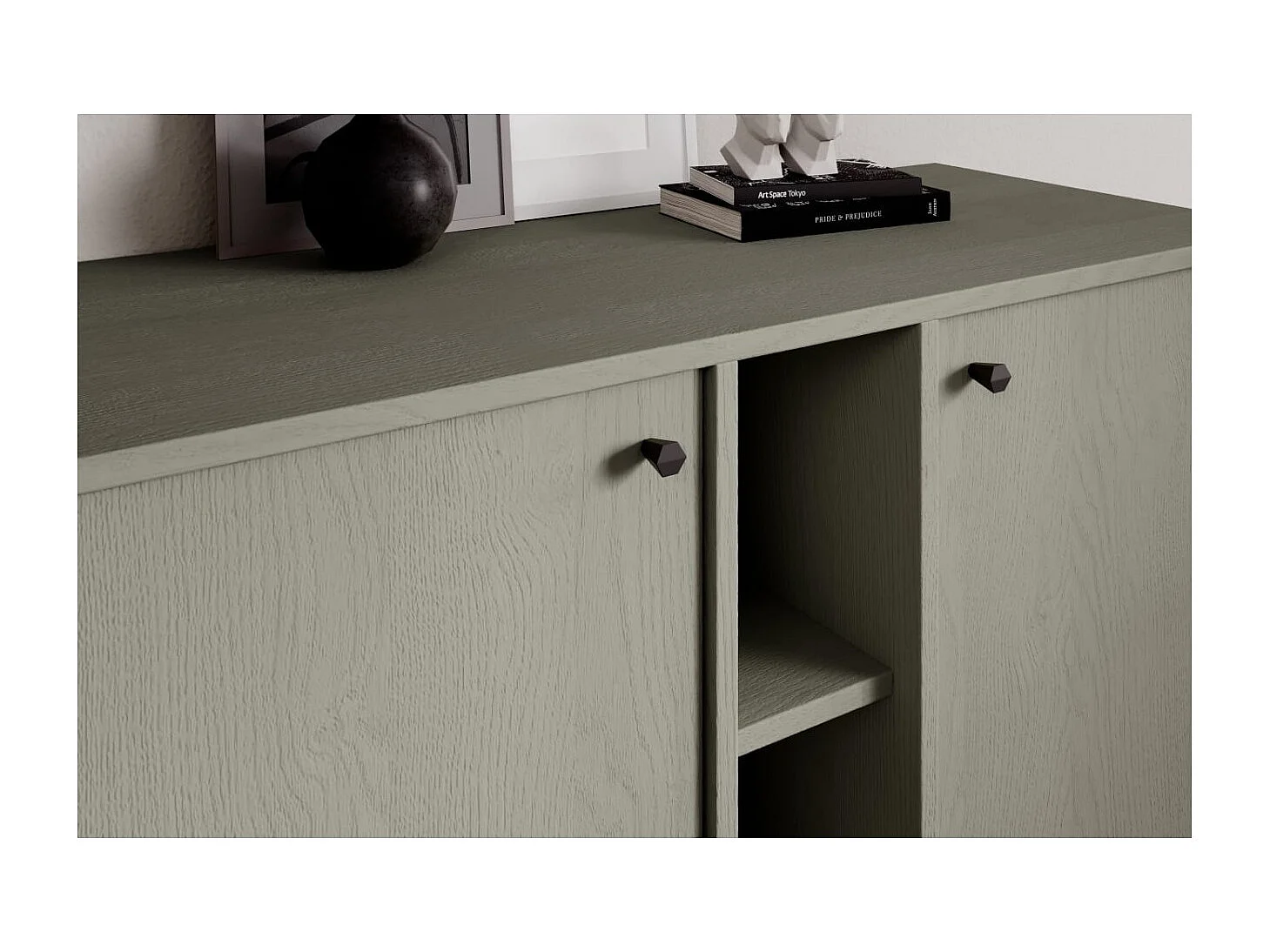 Credenza Tuli Combo/ante girevoli/piano del mobile/Verde