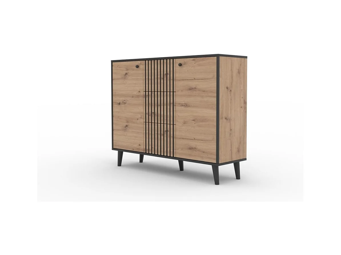 Credenza Dafi/cassetti/ante girevoli/piano del mobile/Artisan