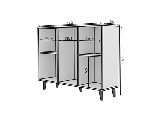 Credenza Dafi/cassetti/ante girevoli/piano del mobile/Artisan