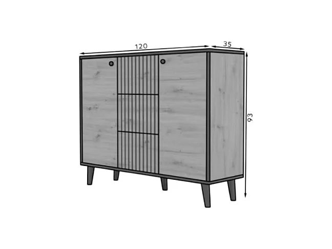 Credenza Dafi/cassetti/ante girevoli/piano del mobile/Artisan