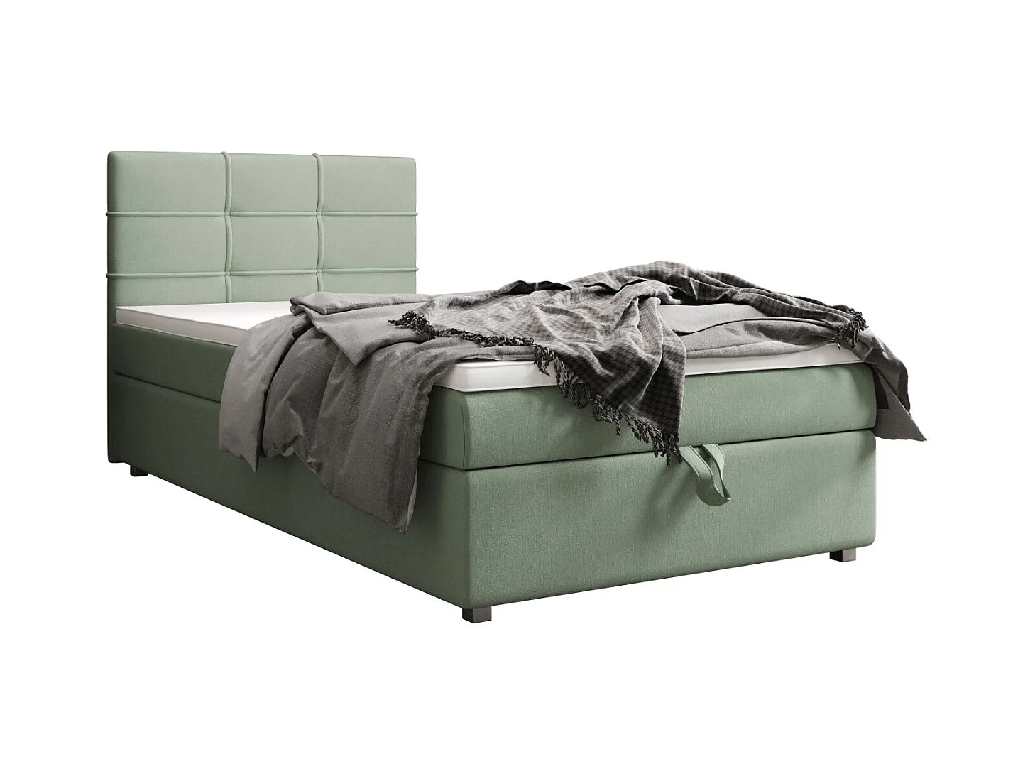 BEDANTE Lit boxspring FADO 1 80x200 Cosmic 16 Vert clair Lit Coffre Lit simple Lit d’hôtel