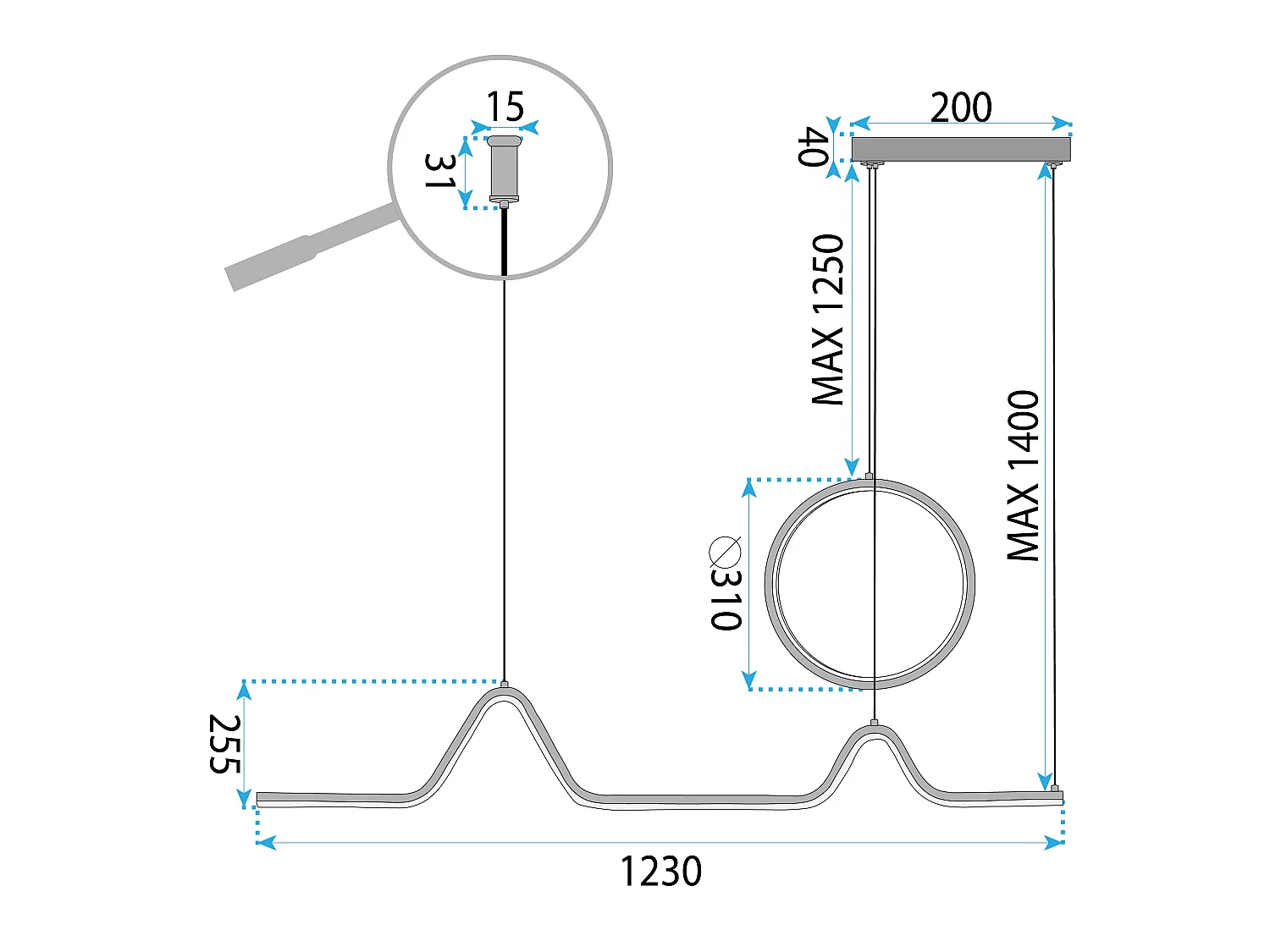 Lampe Suspendue Toolight HJ022-CP  Gold