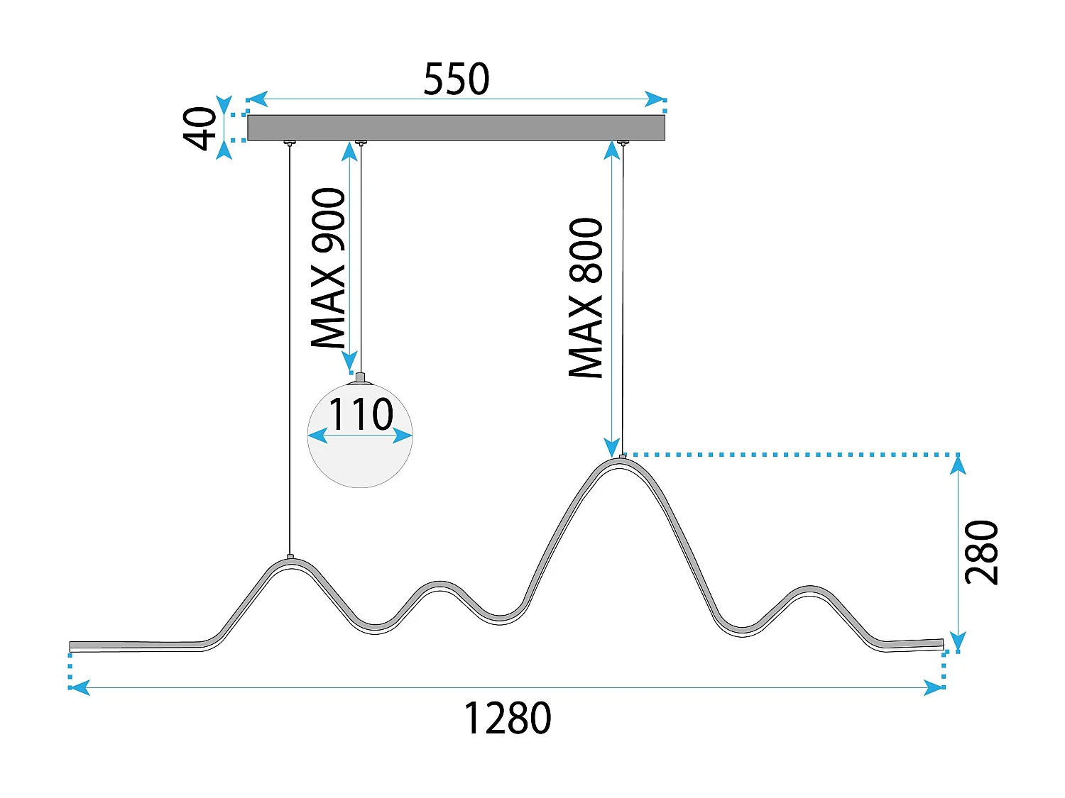Lampe Suspendue Toolight LHJ033-CP Black