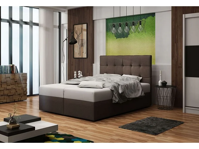 BEDANTE Boxspringbett DUO 2 160x200 Cosmic 800 Dunkelbraun Bett Bettkasten Ehebett Hotelbett Topper Matratze Schlafzimmer Stauraum