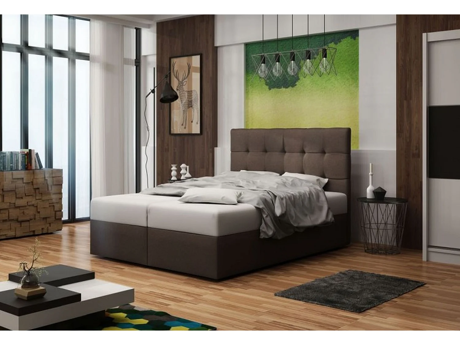 BEDANTE Boxspringbett DUO 2 160x200 Cosmic 800 Dunkelbraun Bett Bettkasten Ehebett Hotelbett Topper Matratze Schlafzimmer Stauraum