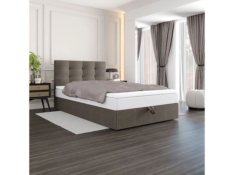 BEDANTE lit boxspring DUO 1 80x200 Cosmic 03 brun lit avec coffre lit double lit d’hôtel surmatelas matelas chambre espace de rangement