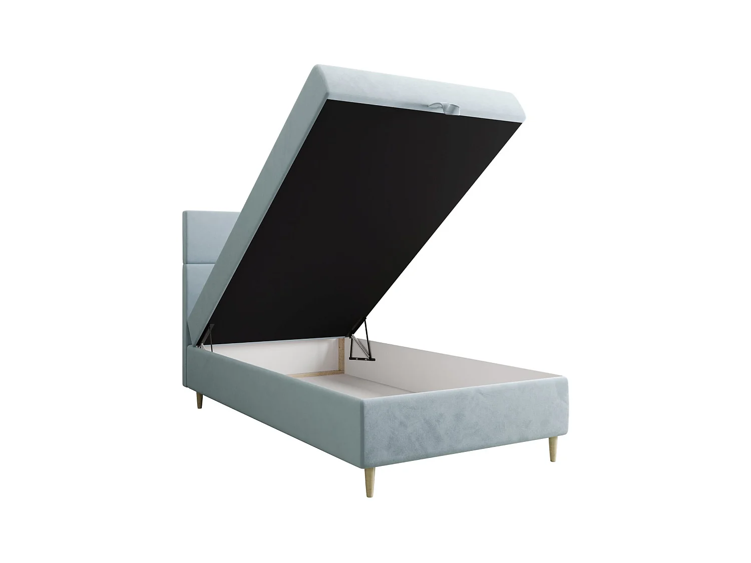 BEDANTE Lit boxspring FLO 80x200 Itaka 13 Bleu clair Lit Coffre Lit simple Lit d'hôtel Surmatelas Matelas Chambre Rangement