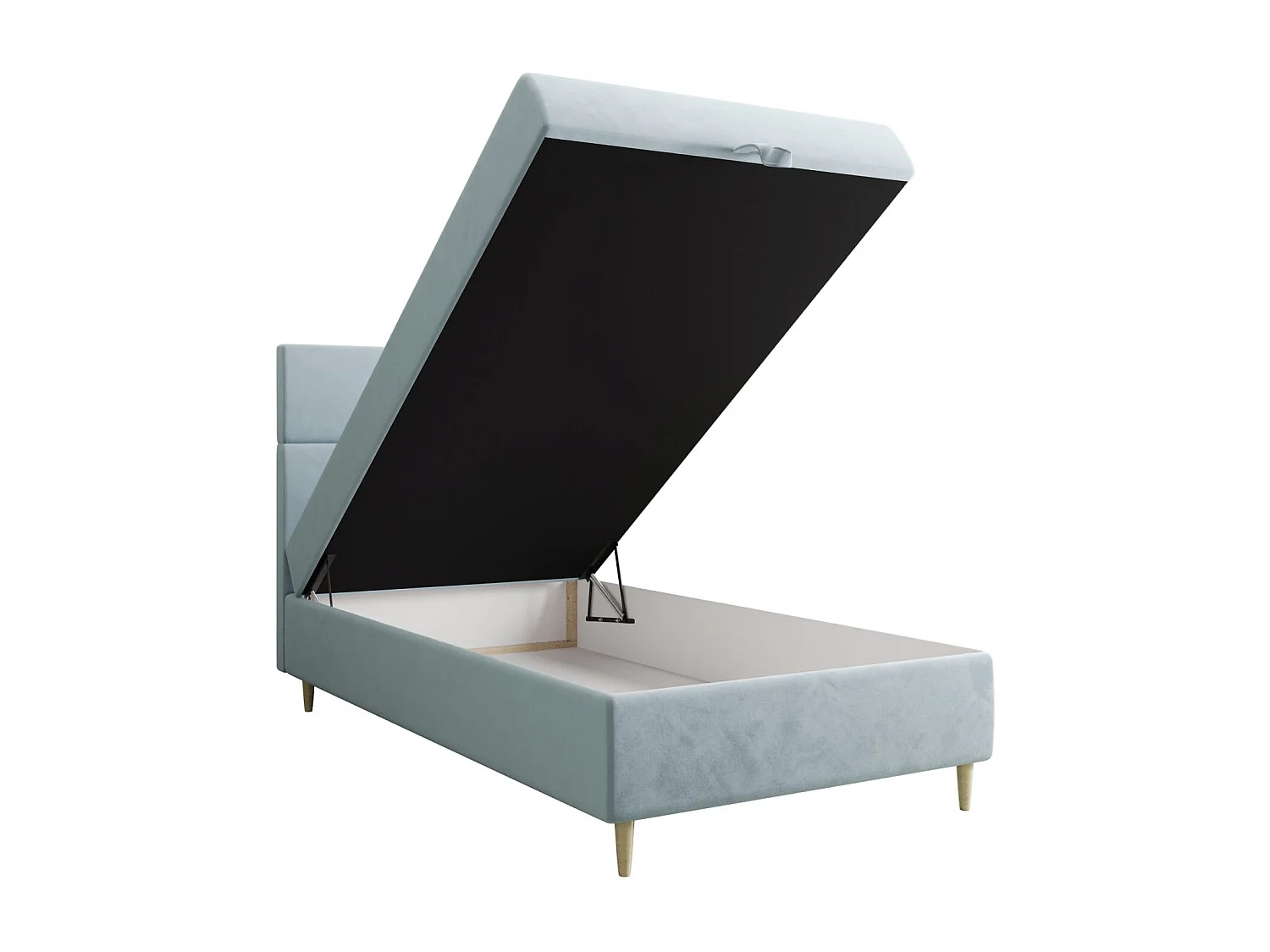BEDANTE Lit boxspring FLO 80x200 Itaka 13 Bleu clair Lit Coffre Lit simple Lit d'hôtel Surmatelas Matelas Chambre Rangement