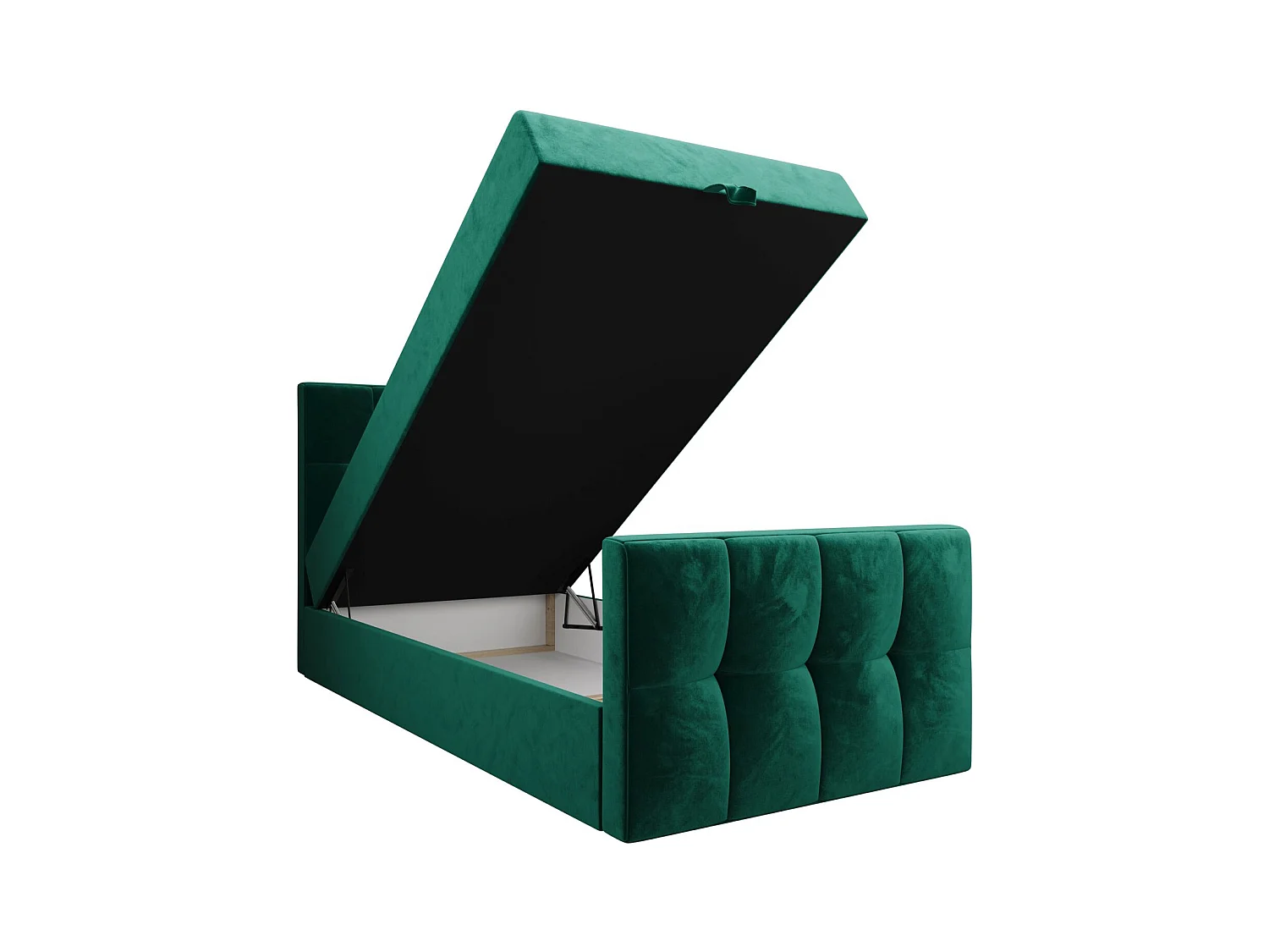 BEDANTE Lit Boxspring MANHATTAN 80x200 Monolith 37 Vert Lit avec coffre Lit simple Lit d’hôtel Surmatelas Matelas Chambre Espace de rangement