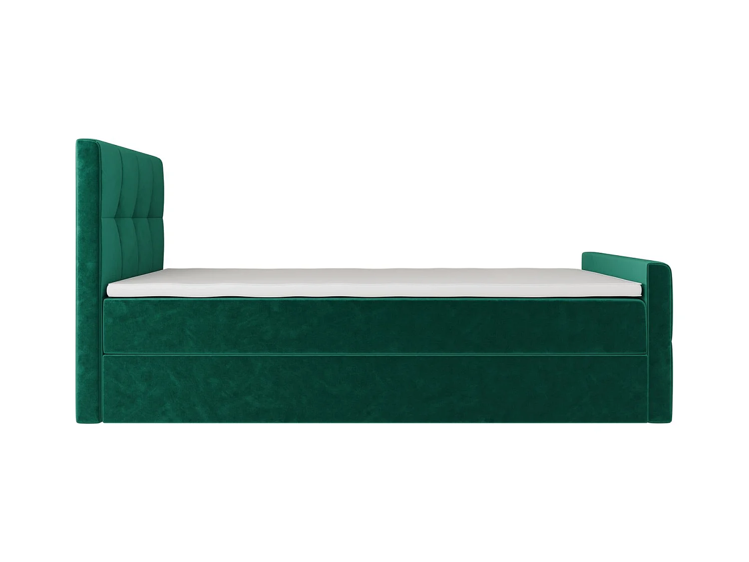 BEDANTE Lit Boxspring MANHATTAN 80x200 Monolith 37 Vert Lit avec coffre Lit simple Lit d’hôtel Surmatelas Matelas Chambre Espace de rangement