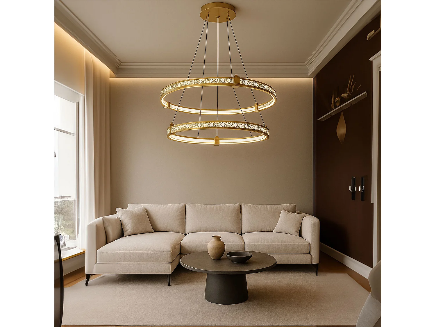 Toolight LHJ037-CP2 hængelampe guldfarvet 150X140X1,5CM