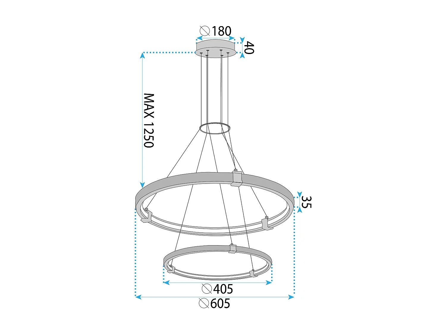 Toolight LHJ037-CP2 hængelampe guldfarvet 150X140X1,5CM