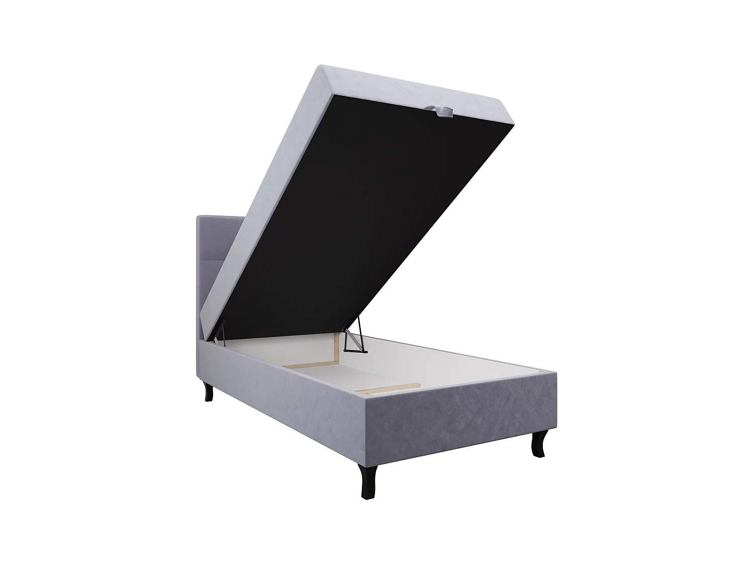 BEDANTE Lit Boxspring LIMBA 80x200 Monolith 70 Bleu clair Lit avec coffre Lit simple Lit d’hôtel Surmatelas Matelas Chambre Espace de rangement