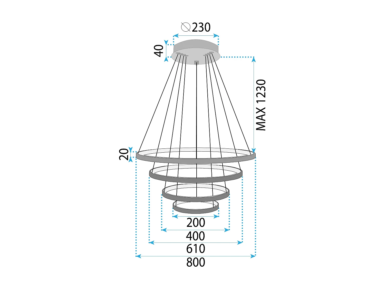 Hanglamp Toolight LHJ014-CP4 BLACK Black