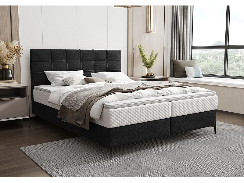 BEDANTE Lit boxspring INAO 180x200 ARAGON 99 Lit Coffre Lit double Lit d’hôtel Surmatelas Matelas Chambre à coucher Rangement