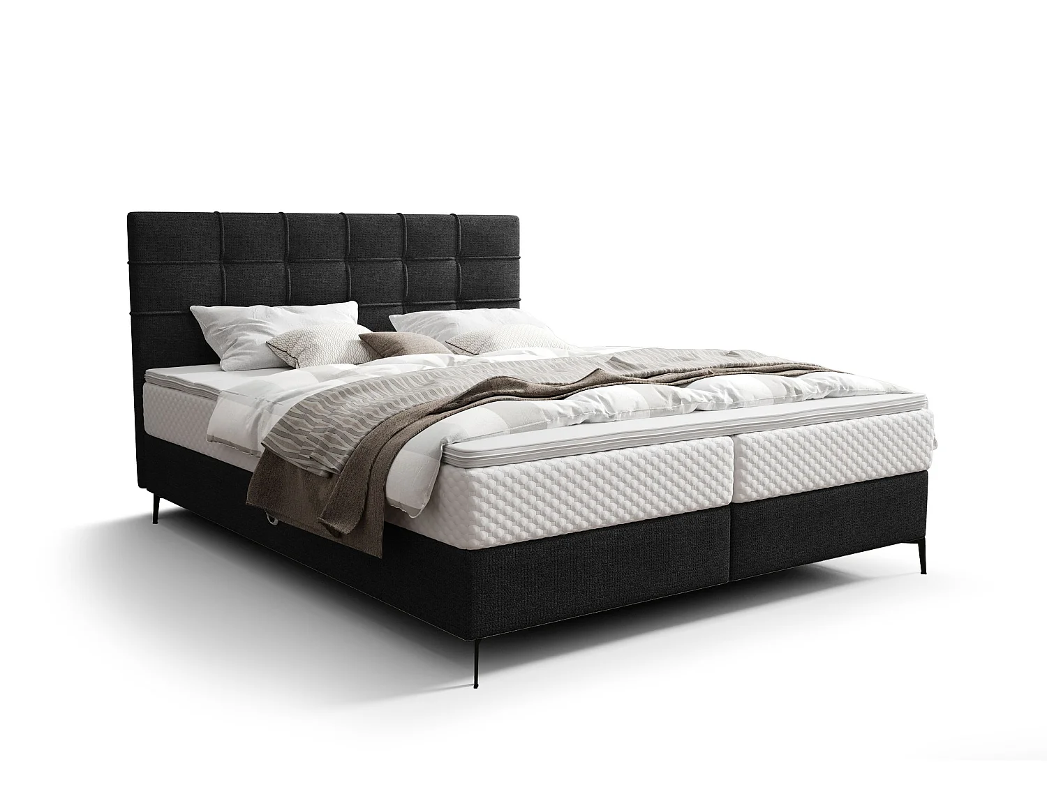 BEDANTE Boxspringbett INAO 180x200 ARAGON 99 Schwarz Bett Bettkasten Ehebett Hotelbett Topper Matratze Schlafzimmer Stauraum