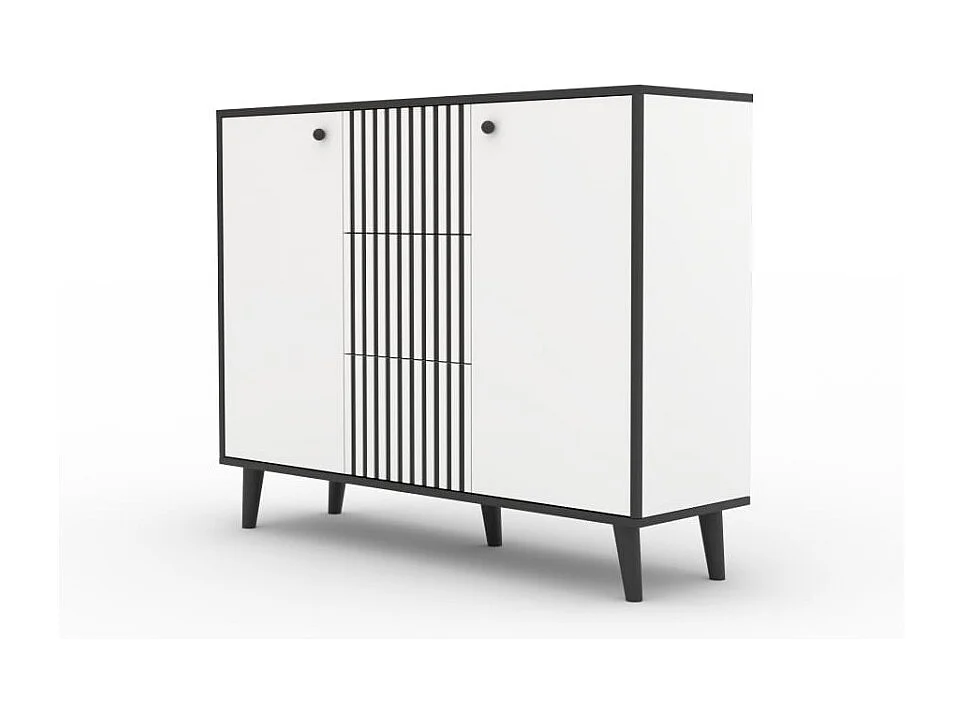 Credenza Dafi/cassetti/ante girevoli/piano del mobile/Bianco