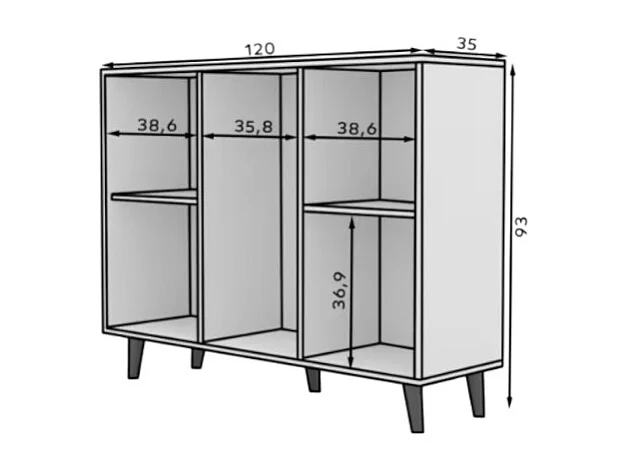 Credenza Dafi/cassetti/ante girevoli/piano del mobile/Bianco