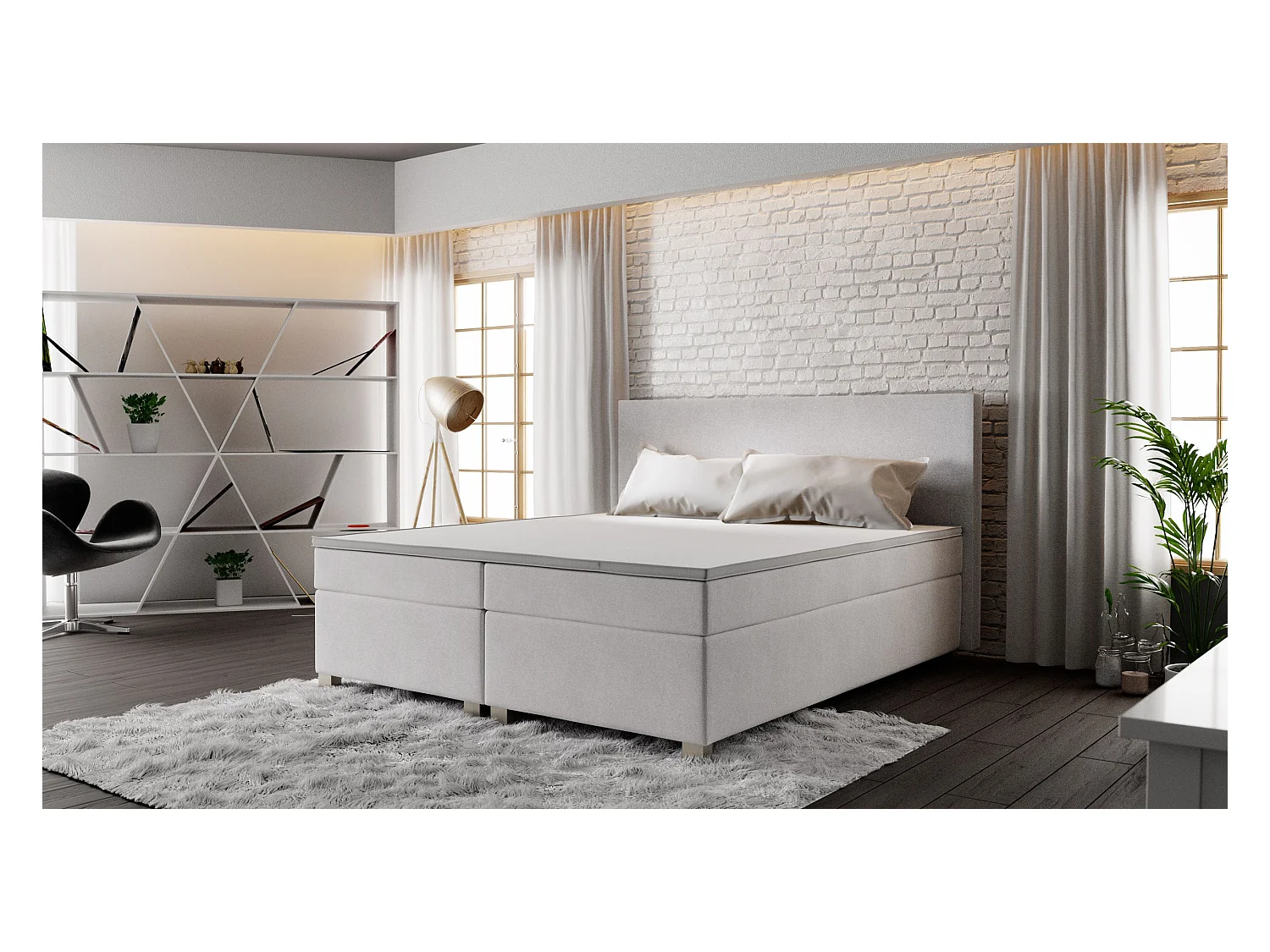 BEDANTE lit boxspring SIMPLE 160x200 COSMIC 10 beige lit coffre de lit lit double lit d'hôtel surmatelas matelas chambre à coucher rangement