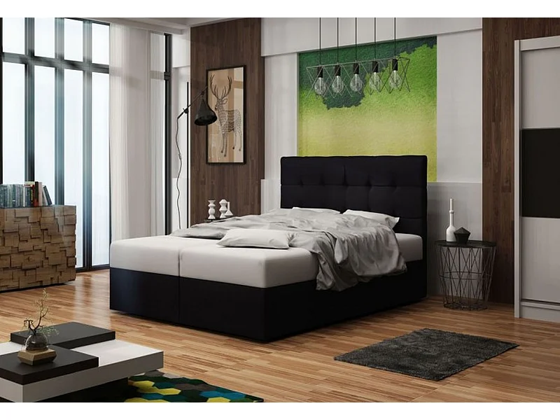 BEDANTE Boxspringbett DUO 2 180x200 Cosmic 100 Schwarz Bett Bettkasten Ehebett Hotelbett Topper Matratze Schlafzimmer Stauraum