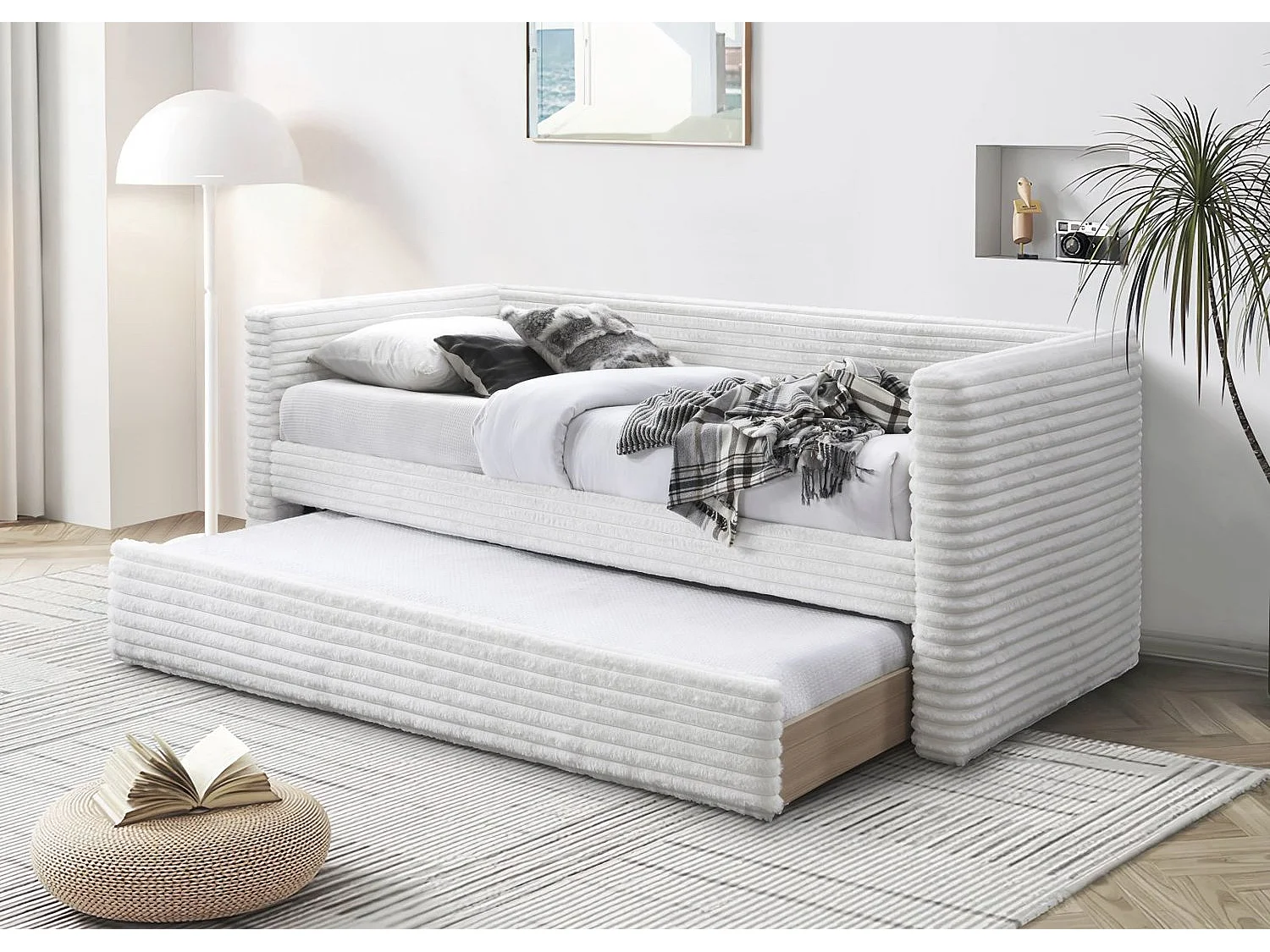 Bett Alabama/Stoffbezug/Schlaffläche 2x 90x200/Beige