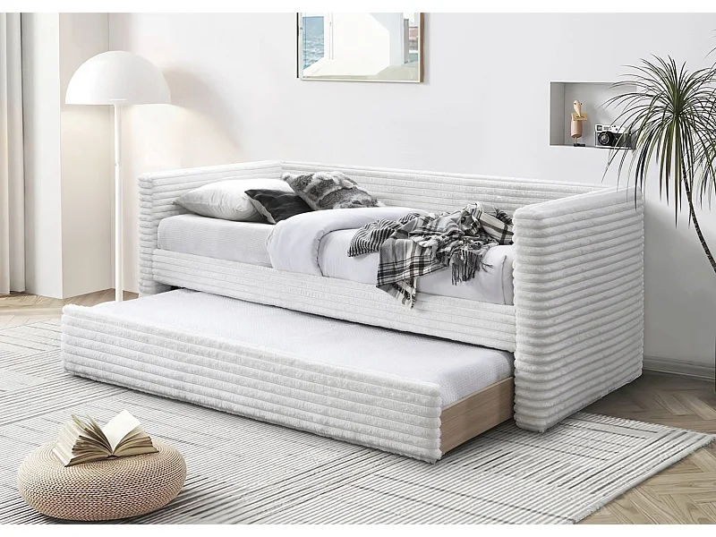 Bett Alabama/Stoffbezug/Schlaffläche 2x 90x200/Beige