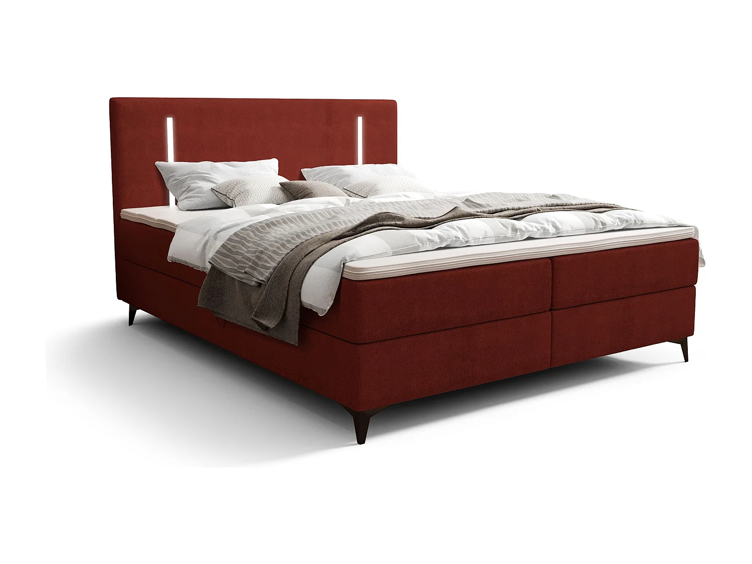BEDANTE lit boxspring ONO 140x200 CURIO 57 rouge lit coffre de lit lit double lit d'hôtel surmatelas matelas chambre à coucher rangement