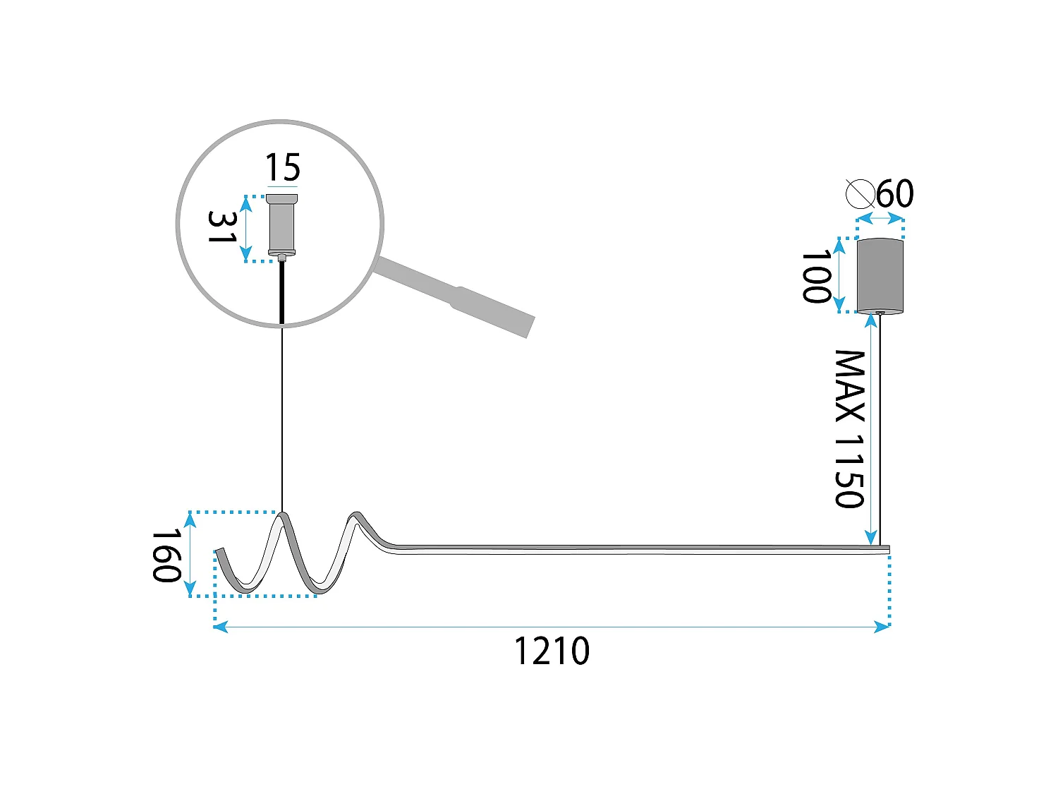 Lampe Suspendue Toolight LHJ030-CP Black