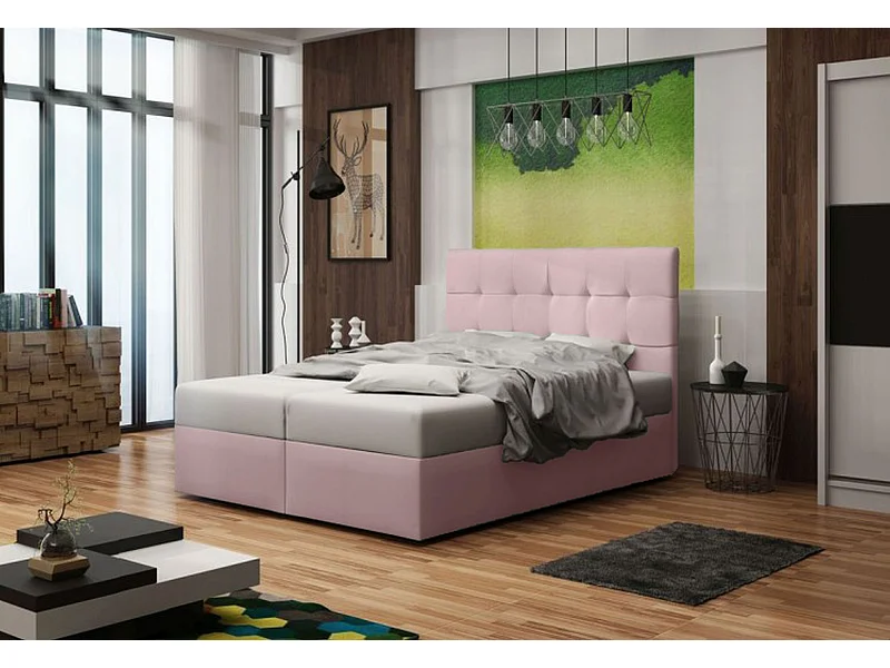 BEDANTE Lit boxspring DUO 2 180x200 Cosmic 14 Rose Lit Coffre Lit double Lit d'hôtel Surmatelas Matelas Chambre Rangement