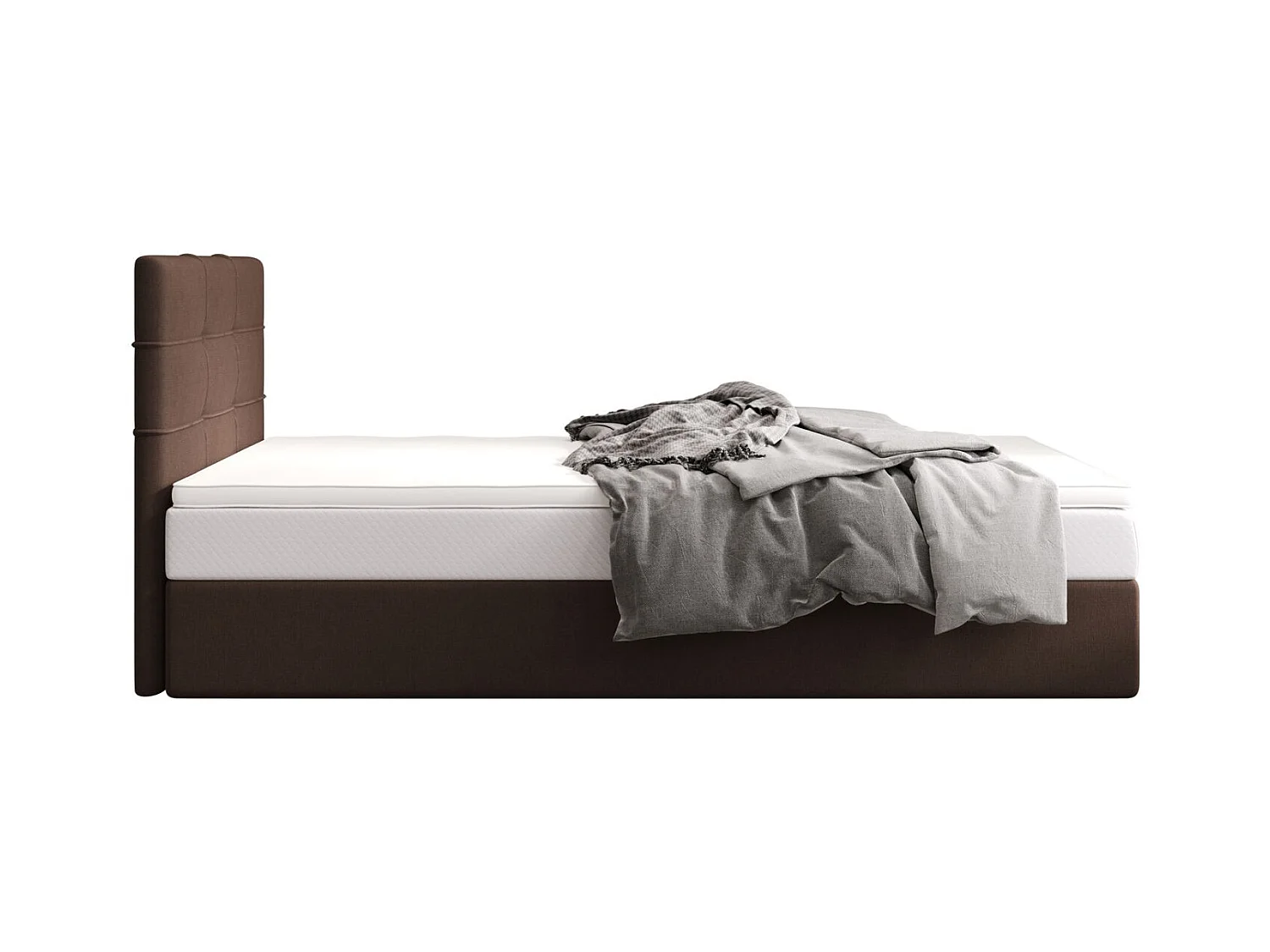 BEDANTE lit boxspring DUO 2 80x200 Cosmic 800 brun foncé lit avec coffre lit double lit d’hôtel surmatelas matelas chambre espace de rangement
