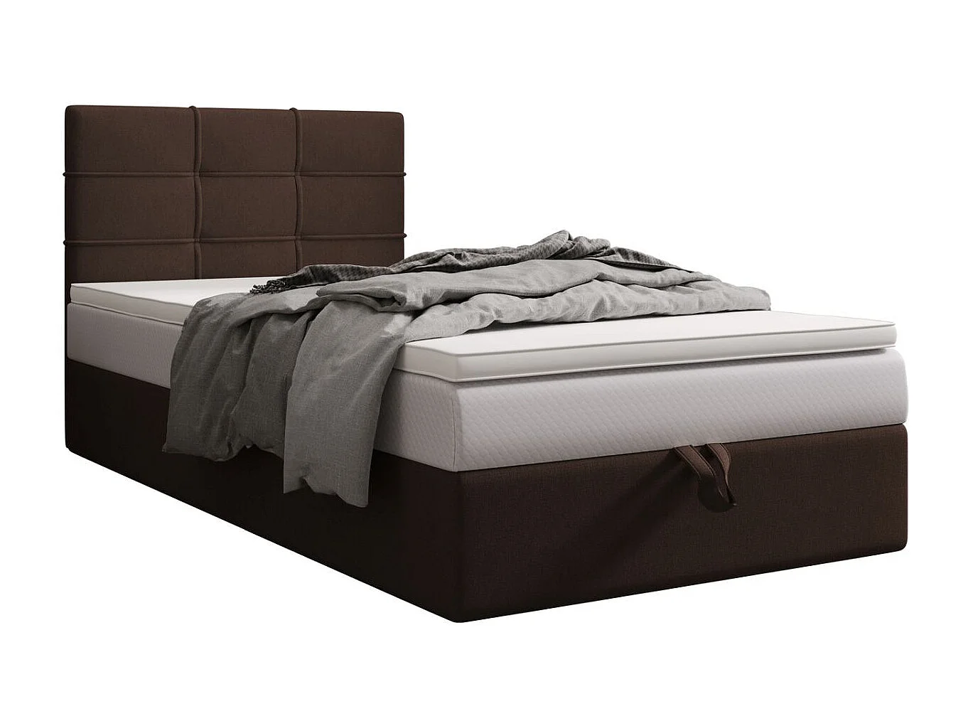 BEDANTE lit boxspring DUO 2 80x200 Cosmic 800 brun foncé lit avec coffre lit double lit d’hôtel surmatelas matelas chambre espace de rangement