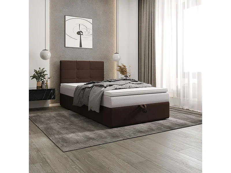 BEDANTE lit boxspring DUO 2 80x200 Cosmic 800 brun foncé lit avec coffre lit double lit d’hôtel surmatelas matelas chambre espace de rangement