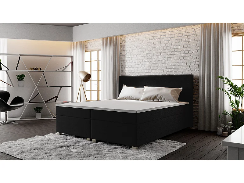 BEDANTE Boxspringbett SIMPLE 180x200 COSMIC 100 Schwarz Bett Bettkasten Ehebett Hotelbett Topper Matratze Schlafzimmer Stauraum