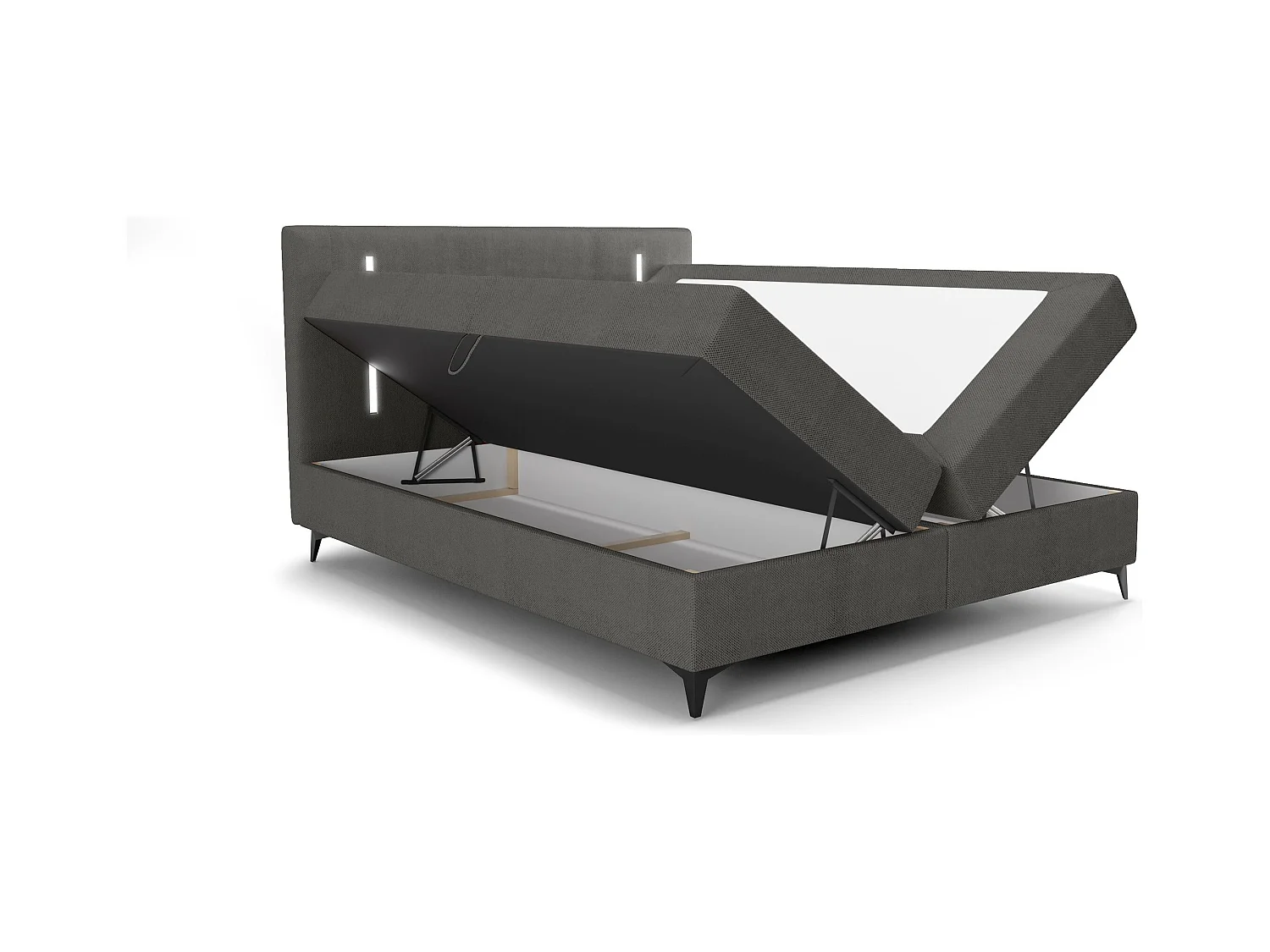 BEDANTE lit boxspring ONO 140x200 CURIO 93 gris lit coffre de lit lit double lit d'hôtel surmatelas matelas chambre à coucher rangement