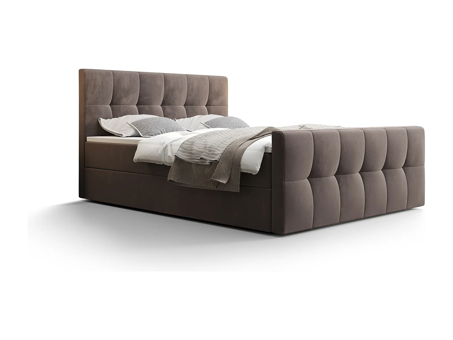 BEDANTE Boxspringbett MANHATTAN 160x200 Monolith 15 Braun Bett Bettkasten Ehebett Hotelbett Topper Matratze Schlafzimmer Stauraum