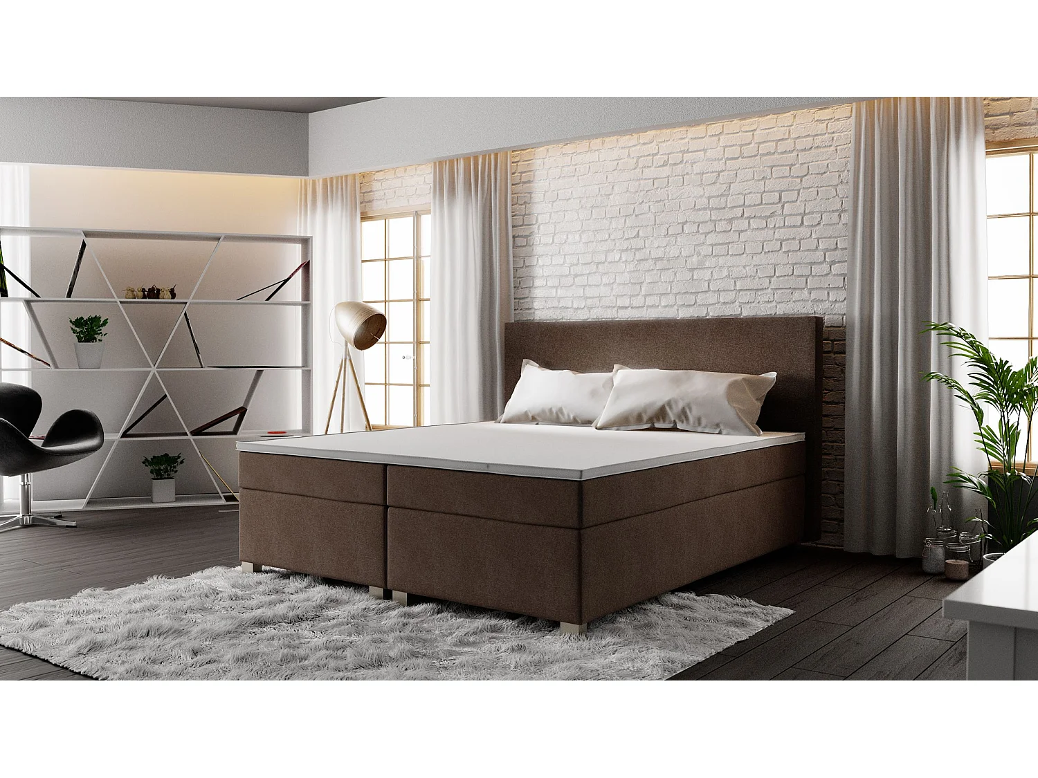 BEDANTE lit boxspring SIMPLE 160x200 COSMIC 800 brun foncé lit coffre de lit lit double lit d'hôtel surmatelas matelas chambre à coucher rangement