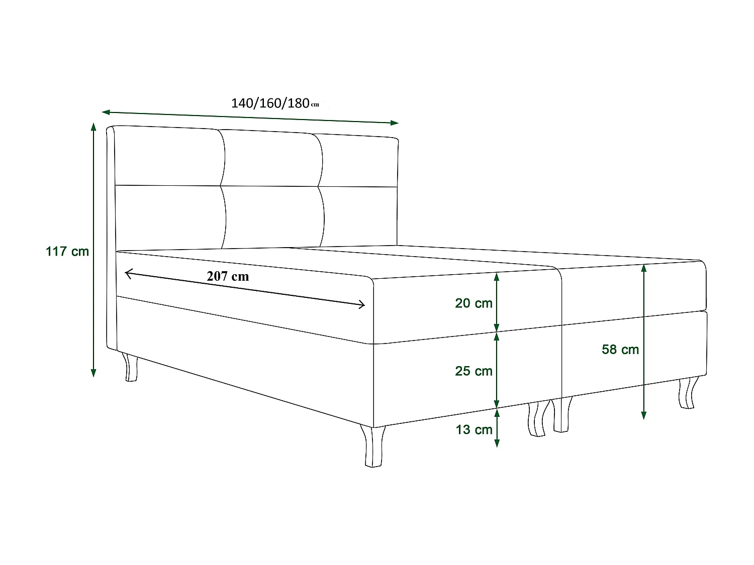BEDANTE Boxspringbett LIMBA 140x200 Monolith 72 Blau Bett Bettkasten Ehebett Hotelbett Topper Matratze Schlafzimmer Stauraum
