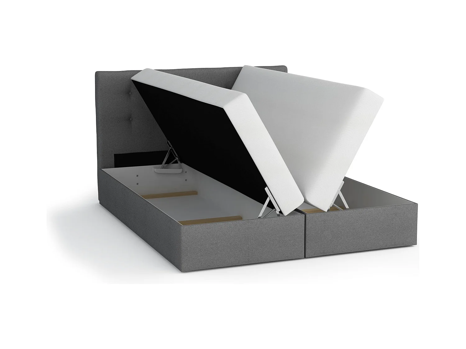 BEDANTE Lit boxspring DUO 2 180x200 Cosmic 800 Brun foncé Lit Coffre Lit double Lit d'hôtel Surmatelas Matelas Chambre Rangement