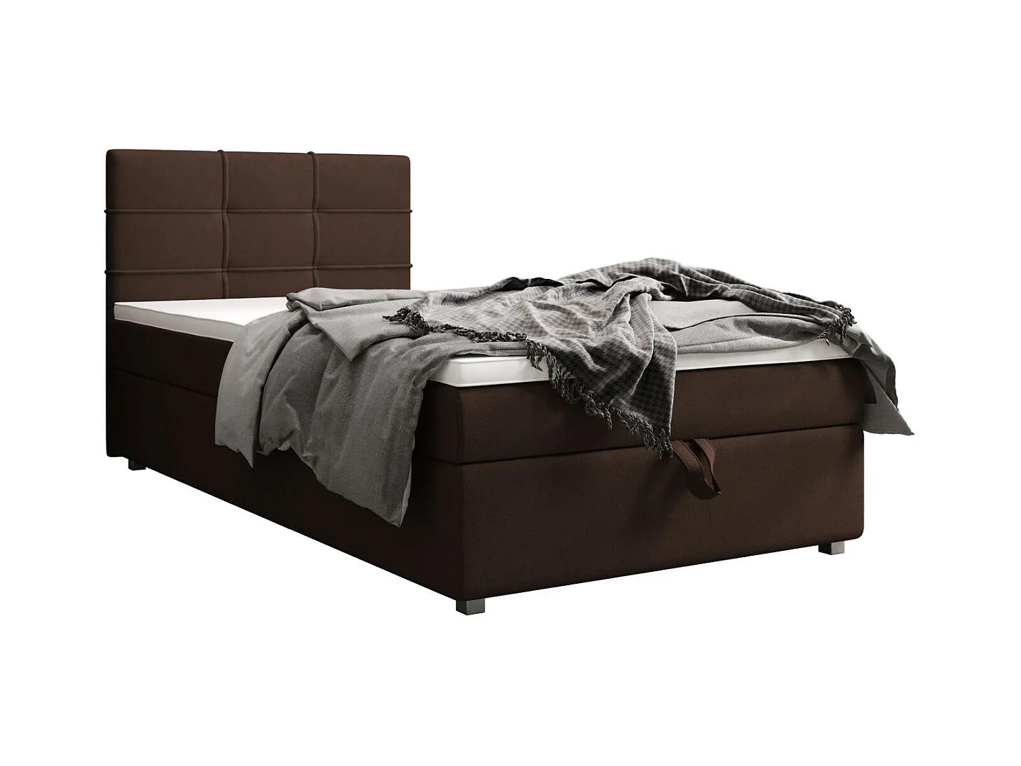 BEDANTE Lit boxspring FADO 1 80x200 Cosmic 800 Brun foncé Lit Coffre Lit simple Lit d’hôtel