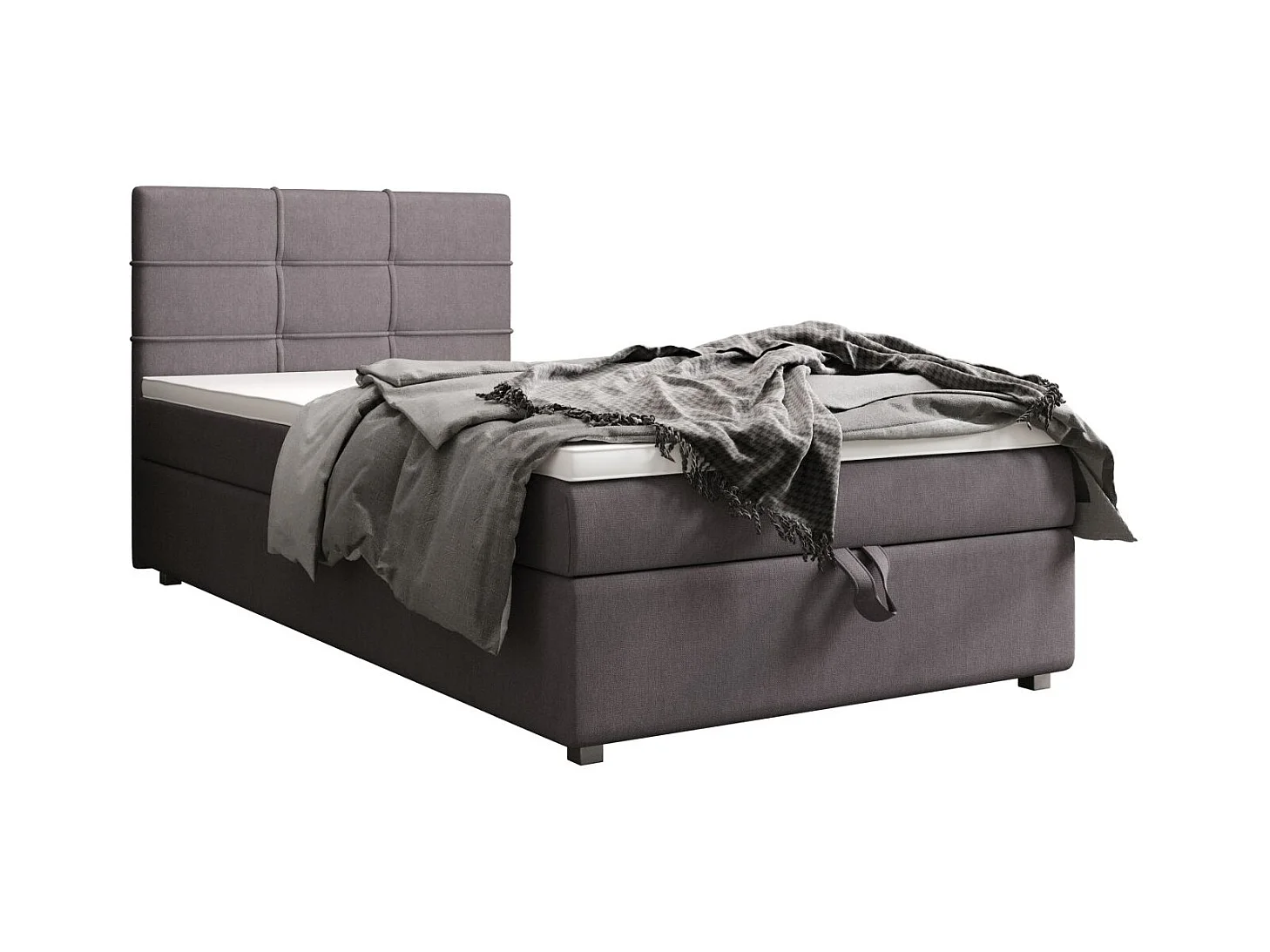 BEDANTE Lit boxspring FADO 1 80x200 Cosmic 160 Gris clair Lit Coffre Lit simple Lit d’hôtel