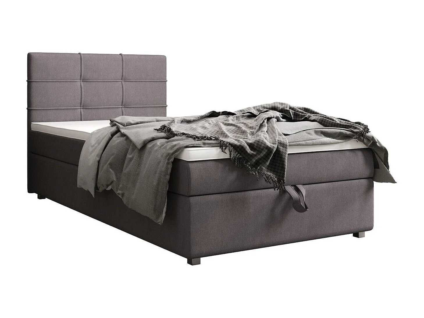 BEDANTE Boxspringbett FADO 22 80x200 Cosmic 160 Hellgrau Bett Bettkasten Einzellbett Hotelbett Topper Matratze Schlafzimmer Stauraum