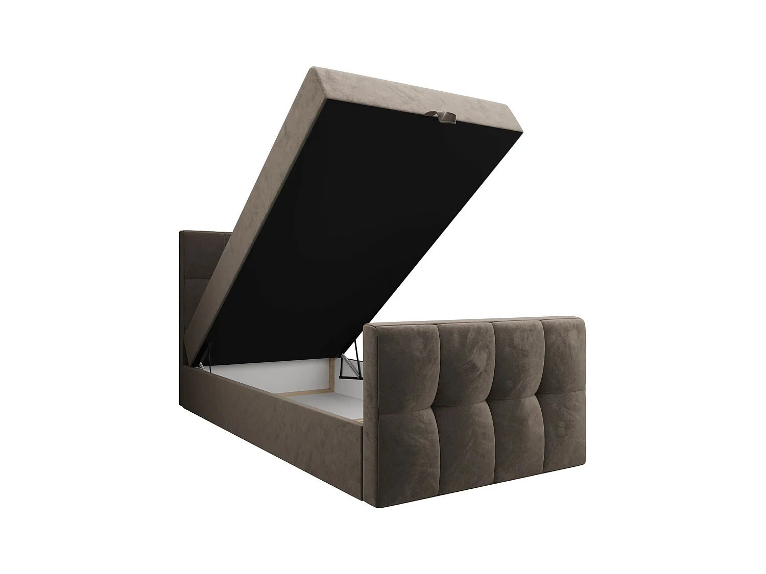 BEDANTE Lit Boxspring MANHATTAN 80x200 Monolith 15 Brun Lit avec coffre Lit simple Lit d’hôtel Surmatelas Matelas Chambre Espace de rangement