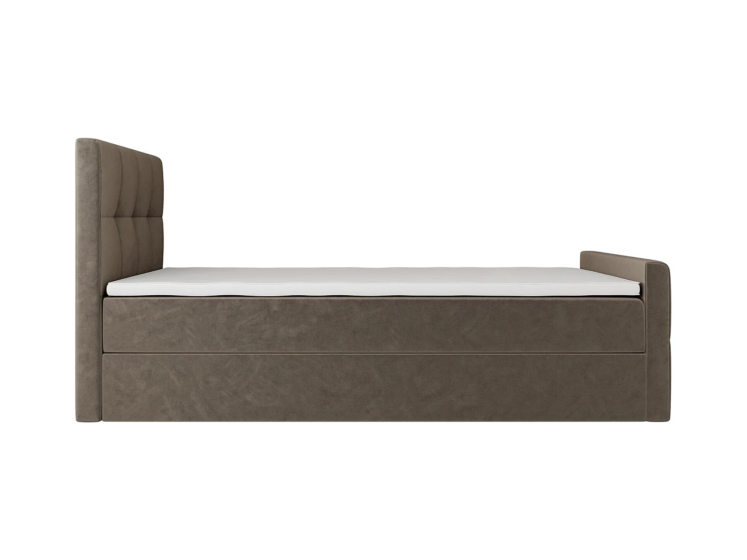 BEDANTE Lit Boxspring MANHATTAN 80x200 Monolith 15 Brun Lit avec coffre Lit simple Lit d’hôtel Surmatelas Matelas Chambre Espace de rangement