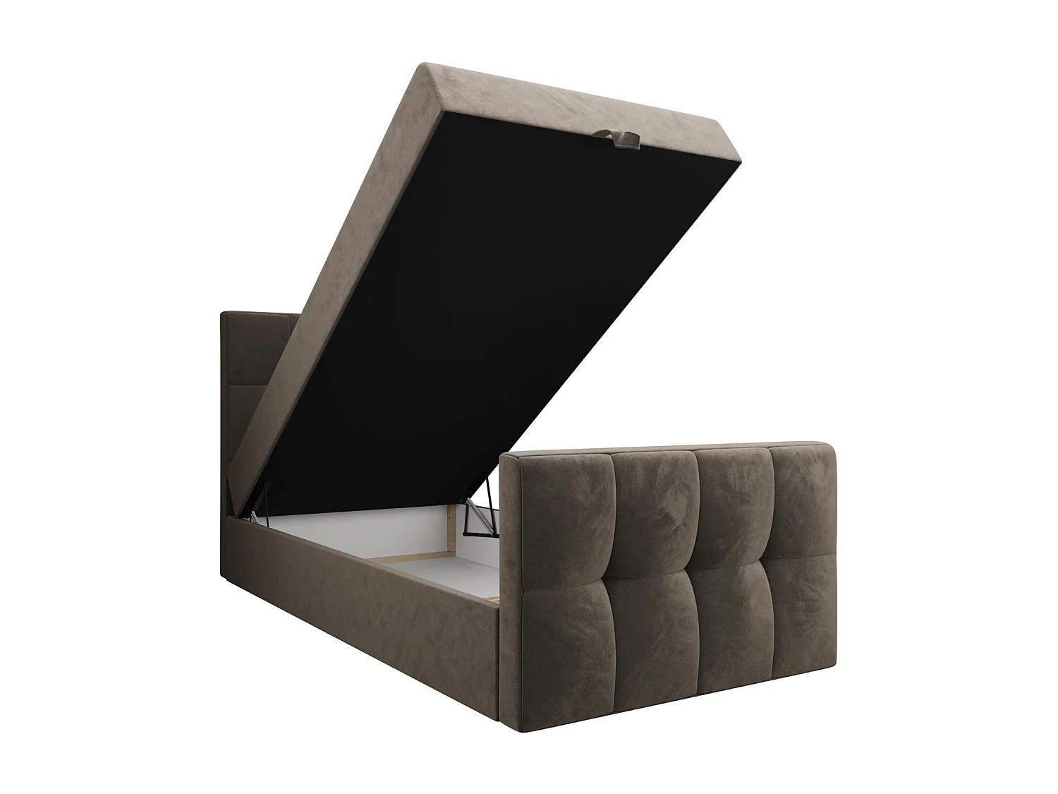 BEDANTE Boxspringbett MANHATTAN 80x200 Monolith 15 Braun Bett Bettkasten Einzellbett Hotelbett Topper Matratze Schlafzimmer Stauraum